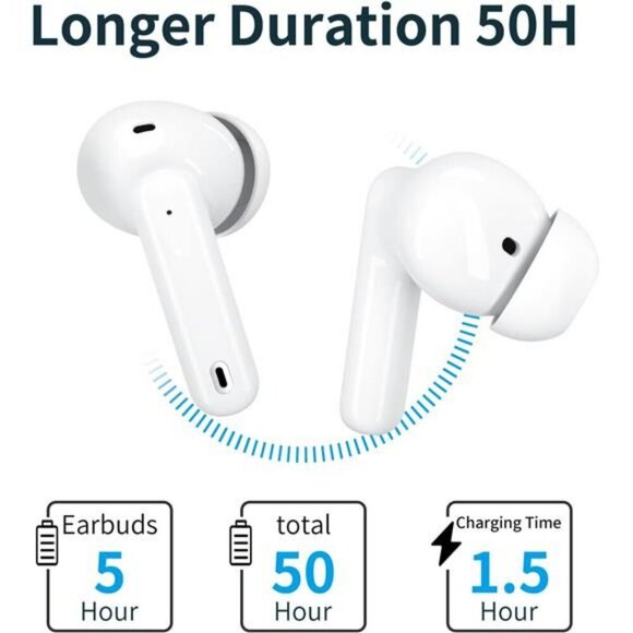 Wireless Bluetooth Earbuds Noise Canceling IPX7 Waterproof 50H Playtime Mic - Picture 6 of 7